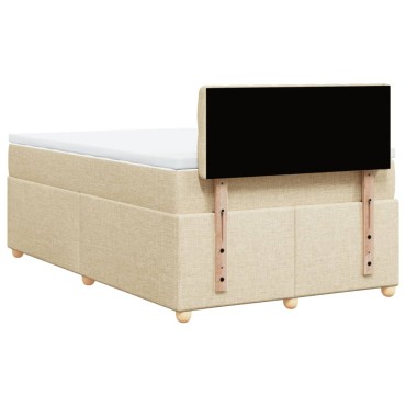 vidaXL Κρεβάτι Boxspring με Στρώμα Κρεμ 120x190cm Υφασμάτινο 1 τεμ. - Μονό