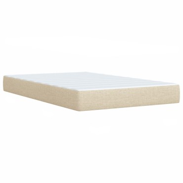 vidaXL Κρεβάτι Boxspring με Στρώμα Κρεμ 120x190cm Υφασμάτινο 1 τεμ. - Μονό