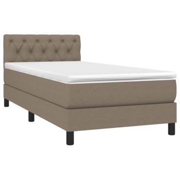 vidaXL Κρεβάτι Boxspring με Στρώμα & LED Taupe 80x200 εκ. Υφασμάτινο