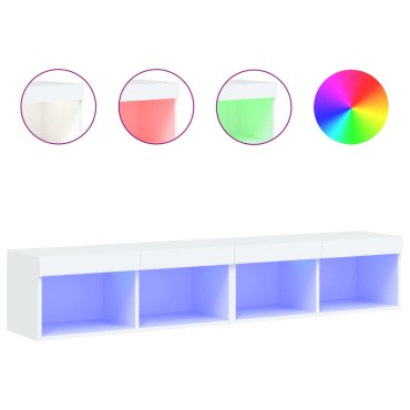 vidaXL Έπιπλα Τηλεόρασης με LED 2 τεμ. Λευκά 80x30x30cm