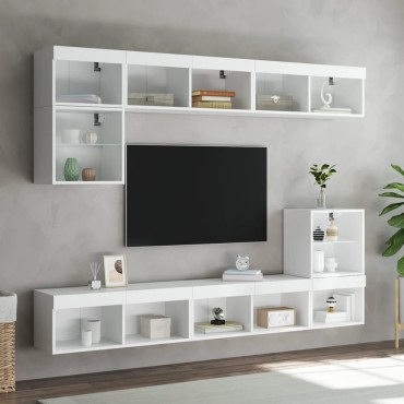 vidaXL Έπιπλα Τηλεόρασης με LED 2 τεμ. Λευκά 80x30x30cm