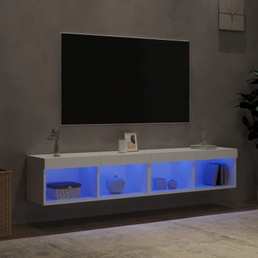 vidaXL Έπιπλα Τηλεόρασης με LED 2 τεμ. Λευκά 80x30x30cm