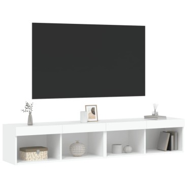 vidaXL Έπιπλα Τηλεόρασης με LED 2 τεμ. Λευκά 80x30x30cm