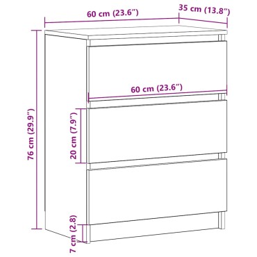 vidaXL Συρταριέρα Μαύρη 60x35x76cm από Επεξεργασμένο Ξύλο 1 τεμ.