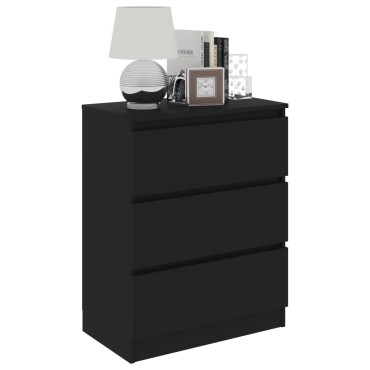 vidaXL Συρταριέρα Μαύρη 60x35x76cm από Επεξεργασμένο Ξύλο 1 τεμ.