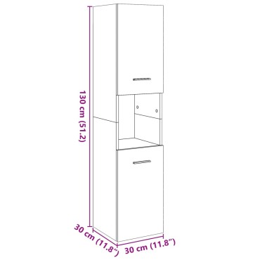 vidaXL Ντουλάπι Μπάνιου Κρεμαστό Παλ. Ξύλο 30x30x130cm από Επ. Ξύλο 1 τεμ.