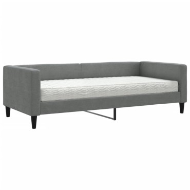 vidaXL Καναπές Κρεβάτι με Στρώμα Σκούρο Γκρι 90x200cm Υφασμάτινο 1 τεμ. - Μονό