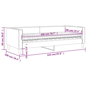 vidaXL Καναπές Κρεβάτι με Στρώμα Σκούρο Γκρι 90x200cm Υφασμάτινο 1 τεμ. - Μονό