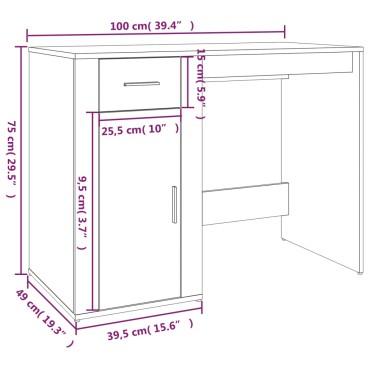 vidaXL Γραφείο Γκρι Sonoma 100x49x75cm από Επεξεργασμένο Ξύλο 1 τεμ.