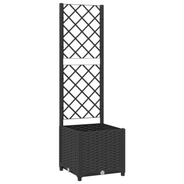 vidaXL Ζαρντινιέρα Κήπου με Καφασωτό Μαύρο 40 x 40 x 136 εκ. από PP