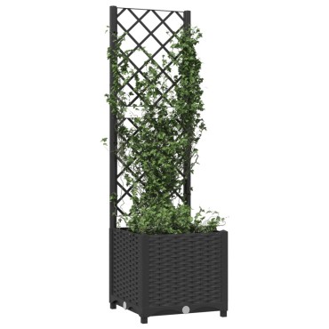 vidaXL Ζαρντινιέρα Κήπου με Καφασωτό Μαύρο 40 x 40 x 136 εκ. από PP