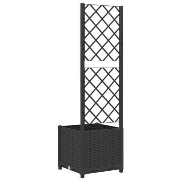 vidaXL Ζαρντινιέρα Κήπου με Καφασωτό Μαύρο 40 x 40 x 136 εκ. από PP