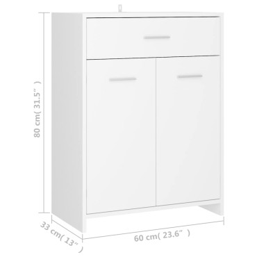 vidaXL Ντουλάπι Μπάνιου Λευκό 60x33x80cm από Επεξ. Ξύλο