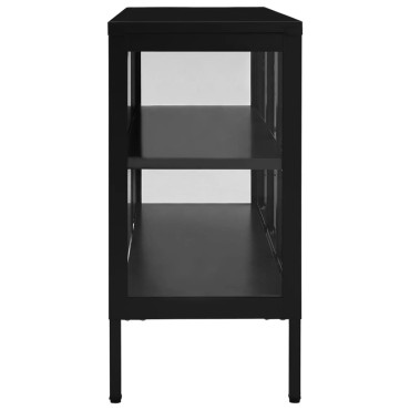 vidaXL Μπουφές Μαύρος 105x35x70cm από Ατσάλι και Γυαλί 1 τεμ.