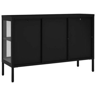 vidaXL Μπουφές Μαύρος 105x35x70cm από Ατσάλι και Γυαλί 1 τεμ.