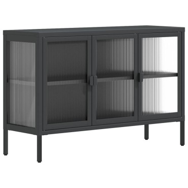 vidaXL Ντουλάπι Μαύρο 105x35x70cm από Γυαλί και Ατσάλι 1 τεμ.