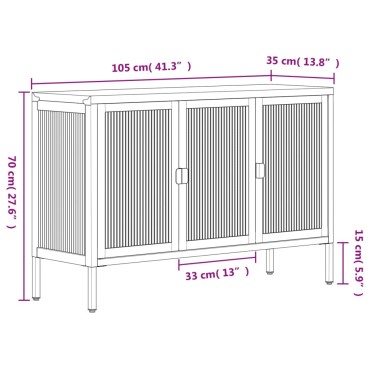 vidaXL Ντουλάπι Μαύρο 105x35x70cm από Γυαλί και Ατσάλι 1 τεμ.