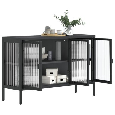 vidaXL Ντουλάπι Μαύρο 105x35x70cm από Γυαλί και Ατσάλι 1 τεμ.