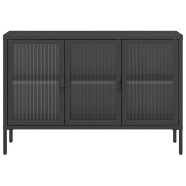 vidaXL Ντουλάπι Μαύρο 105x35x70cm από Γυαλί και Ατσάλι 1 τεμ.