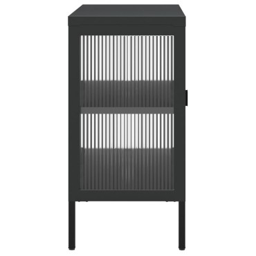 vidaXL Ντουλάπι Μαύρο 105x35x70cm από Γυαλί και Ατσάλι 1 τεμ.