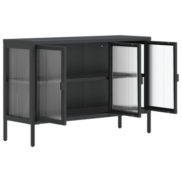 vidaXL Ντουλάπι Μαύρο 105x35x70cm από Γυαλί και Ατσάλι 1 τεμ.