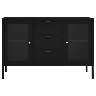 vidaXL Μπουφές Μαύρος 105x35x70cm από Ατσάλι και Ψημένο Γυαλί 1 τεμ.