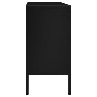 vidaXL Μπουφές Μαύρος 105x35x70cm από Ατσάλι και Ψημένο Γυαλί 1 τεμ.