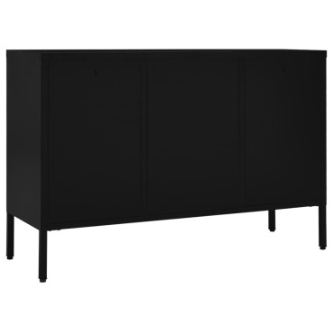 vidaXL Μπουφές Μαύρος 105x35x70cm από Ατσάλι και Ψημένο Γυαλί 1 τεμ.