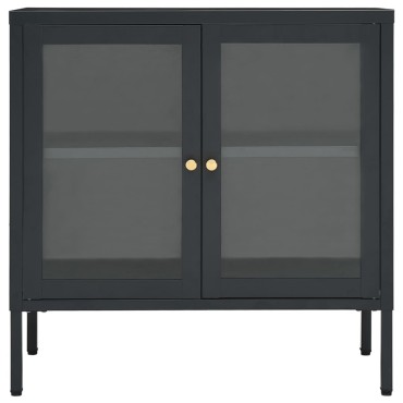 vidaXL Μπουφές Ανθρακί 70x35x70cm από Ατσάλι και Γυαλί 1 τεμ.