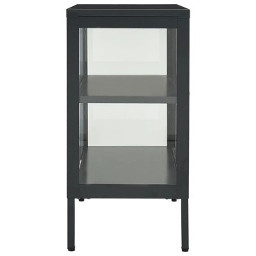 vidaXL Μπουφές Ανθρακί 70x35x70cm από Ατσάλι και Γυαλί 1 τεμ.