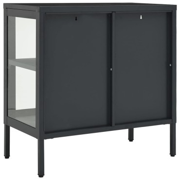 vidaXL Μπουφές Ανθρακί 70x35x70cm από Ατσάλι και Γυαλί 1 τεμ.