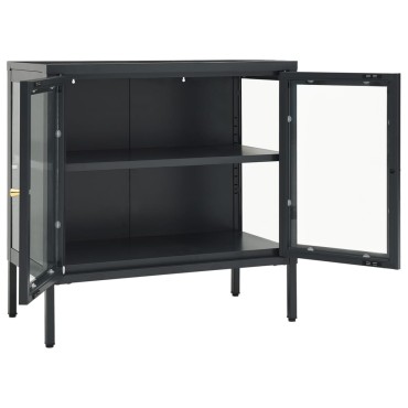 vidaXL Μπουφές Ανθρακί 70x35x70cm από Ατσάλι και Γυαλί 1 τεμ.