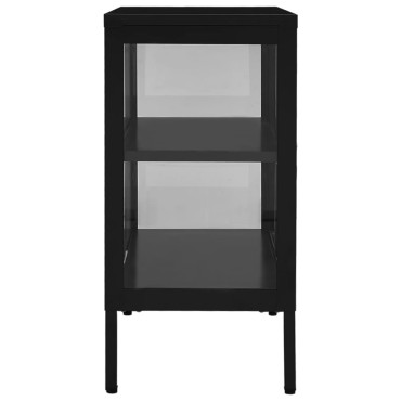 vidaXL Μπουφές Μαύρος 70x35x70cm από Ατσάλι και Γυαλί 1 τεμ.