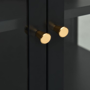 vidaXL Μπουφές Μαύρος 70x35x70cm από Ατσάλι και Γυαλί 1 τεμ.