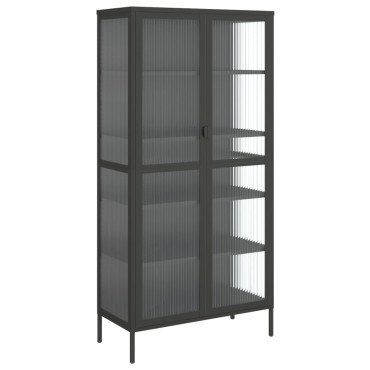 vidaXL Ψηλό Ντουλάπι Μαύρο 85x40x180cm από Γυαλί και Ατσάλι 1 τεμ.