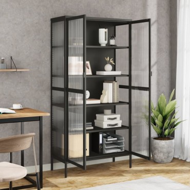 vidaXL Ψηλό Ντουλάπι Μαύρο 85x40x180cm από Γυαλί και Ατσάλι 1 τεμ.