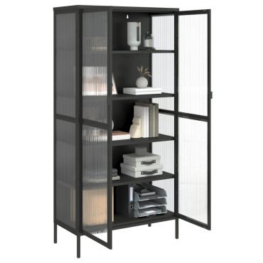 vidaXL Ψηλό Ντουλάπι Μαύρο 85x40x180cm από Γυαλί και Ατσάλι 1 τεμ.