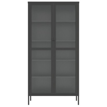 vidaXL Ψηλό Ντουλάπι Μαύρο 85x40x180cm από Γυαλί και Ατσάλι 1 τεμ.