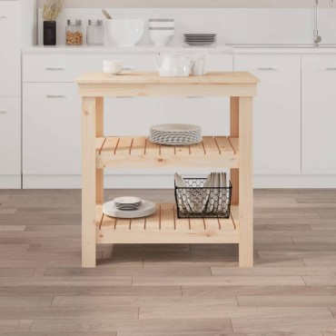 vidaXL Πάγκος Εργασίας 78,5 x 50 x 80 εκ. από Μασίφ Ξύλο Πεύκου
