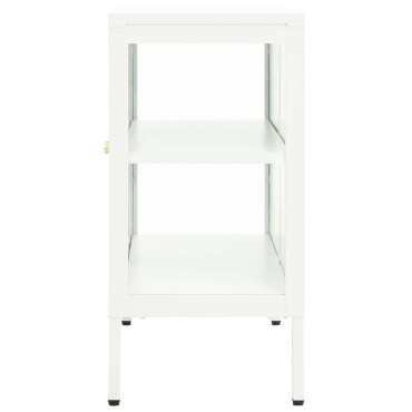 vidaXL Μπουφές Λευκός 70x35x70cm από Ατσάλι και Γυαλί 1 τεμ.