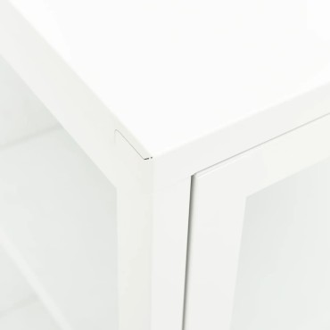 vidaXL Μπουφές Λευκός 70x35x70cm από Ατσάλι και Γυαλί 1 τεμ.