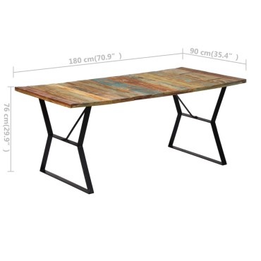 vidaXL Τραπεζαρία 180x90x76cm από Μασίφ Ανακυκλωμένο Ξύλο 1 τεμ.