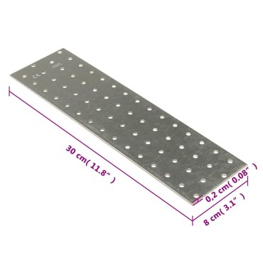 vidaXL Πλάκες Διάτρητες 20 Τεμ. 2 χιλ. 300 x 80 χιλ. από Γαλβ. Χάλυβα