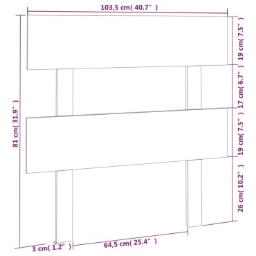 vidaXL Κεφαλάρι Κρεβατιού Γκρι 103,5x3x81cm από Μασίφ Ξύλο Πεύκου 1 τεμ.