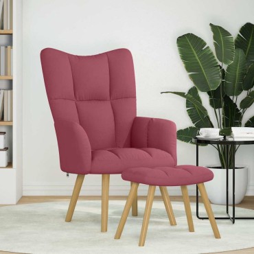 vidaXL Πολυθρόνα Relax Μπορντό Υφασμάτινη με Υποπόδιο 61,5x69x95,5cm 1 τεμ.