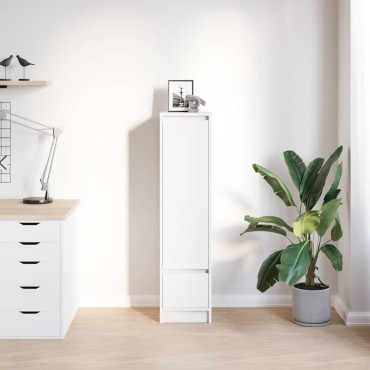 vidaXL Ντουλάπι Λευκό 29,5x34x119,5cm Επεξεργασμένο Ξύλο δρυός 1 τεμ.