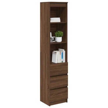 vidaXL Ντουλάπι Καφέ Δρυς 37,5x35x180cm Επεξεργασμένο Ξύλο 1 τεμ.