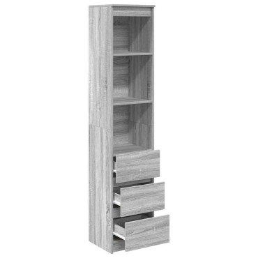 vidaXL Ντουλάπι Γκρι Sonoma 37,5x35x180cm Επεξεργασμένο Ξύλο 1 τεμ.
