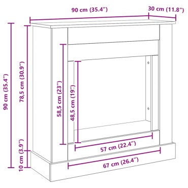 vidaXL Γύρος τζακιού Μαύρη δρυς 90x30x90 cm Κατασκευασμένο ξύλο