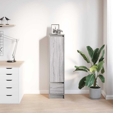 vidaXL Ντουλάπι Γκρι Sonoma 29,5x34x119,5cm Επεξεργασμένο Ξύλο 1 τεμ.